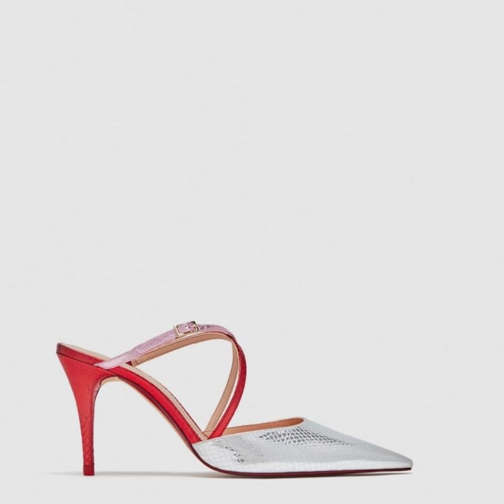 Zara metallic Mule Strappy Slide Sandels